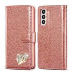For Samsung Galaxy S21+ 5G Glitter Powder Love Leather Phone Case(Pink)