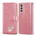 For Samsung Galaxy S21+ 5G Glitter Powder Love Leather Phone Case(Rose Red)