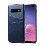 Suteni Calf Texture Protective Case for Galaxy S10 Plus, with Card Slots(Blue)