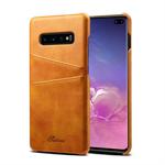 Suteni Calf Texture Protective Case for Galaxy S10 Plus, with Card Slots (Brown)