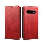 Suteni Calf Texture Horizontal Flip Leather Case for Galaxy S10 Plus, with Holder & Card Slots & Wallet (Red)