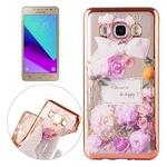 For Galaxy J2 Prime / G532 Purple Roses Pattern Electroplating Frame Soft TPU Protective Case