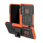 Shockproof  PC + TPU Tire Pattern Case for Galaxy A60, with Holder (Orange)