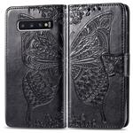 Butterfly Love Flowers Embossing Horizontal Flip Leather Case for Galaxy S10, with Holder & Card Slots & Wallet & Lanyard (Black)