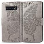 Butterfly Love Flowers Embossing Horizontal Flip Leather Case for Galaxy S10, with Holder & Card Slots & Wallet & Lanyard (Grey)
