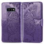 Butterfly Love Flowers Embossing Horizontal Flip Leather Case for Galaxy S10e, with Holder & Card Slots & Wallet & Lanyard(Dark Purple)