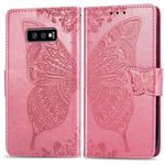 Butterfly Love Flowers Embossing Horizontal Flip Leather Case for Galaxy S10e, with Holder & Card Slots & Wallet & Lanyard(Pink)