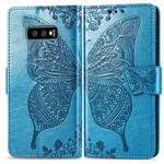 Butterfly Love Flowers Embossing Horizontal Flip Leather Case for Galaxy S10e, with Holder & Card Slots & Wallet & Lanyard(Blue)