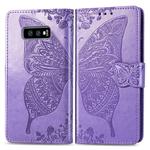 Butterfly Love Flowers Embossing Horizontal Flip Leather Case for Galaxy S10e, with Holder & Card Slots & Wallet & Lanyard(Light Purple)