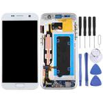 OLED LCD Screen for Galaxy S7 / G930V Digitizer Full Assembly with Frame (White)