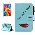 For Galaxy Tab 4 7.0 / T230 Lips and Leaves Pattern Horizontal Flip Leather Case with Holder & Wallet & Card Slots & Sleep / Wake-up Function & Pen Slot