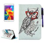 For Galaxy Tab 4 7.0 / T230 Glasses Owl Pattern Horizontal Flip Leather Case with Holder & Wallet & Card Slots & Sleep / Wake-up Function & Pen Slot