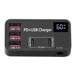 988B 5 in 1 DC 24V Dual USB-C/Type-C+3 USB Ports Multifunctional Digital Display Fast Charger