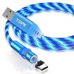 TOPK AM22 USB to USB-C / Type-C 540 Degree Bendable Streamer Ball Magnetic Data Cable, Cable Length: 1m(Blue)