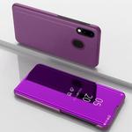 Electroplating Mirror Horizontal Flip Leather Case for Galaxy A30/A20 , with Holder (Purple)