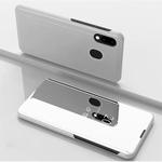 Electroplating Mirror Horizontal Flip Leather Case for Galaxy A40 , with Holder (Silver)