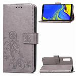 Lucky Clover Pressed Flowers Pattern Leather Case for Galaxy A7 (2018), with Holder & Card Slots & Wallet & Hand Strap (Grey)