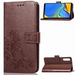 Lucky Clover Pressed Flowers Pattern Leather Case for Galaxy A7 (2018), with Holder & Card Slots & Wallet & Hand Strap (Brown)