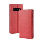 Magnetic Buckle Retro Crazy Horse Texture Horizontal Flip Leather Case for Galaxy S10 (5G), with Holder & Card Slots & Photo Frame(Red)