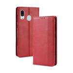 Magnetic Buckle Retro Crazy Horse Texture Horizontal Flip Leather Case for Galaxy A20/A30, with Holder & Card Slots & Photo Frame(Red)