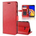 R64 Texture Single Fold Horizontal Flip Leather Case for Galaxy J4+, with Holder & Card Slots & Wallet(Red)