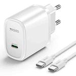 Yesido YC57C PD 20W USB-C / Type-C Port Quick Charger with Type-C to Type-C Cable, EU Plug (White)