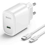 Yesido YC57L PD 20W USB-C / Type-C Port Quick Charger with Type-C to 8 Pin Cable, EU Plug (White)