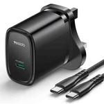 Yesido YC76BC PD 20W USB-C / Type-C Port Quick Charger with Type-C to Type-C Cable, UK Plug (Black)