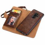 Separable Crazy Horse Texture Zipper Leather Case for Galaxy S9, with Card Slot & & Wallet & Photo Frame & Lanyard (Coffee)