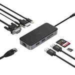 WIWU Alpha A921HRT 9 In 1 USB 2.0 x2 + HDMI + VGA + SD + TF +3.5mm Audio Jack +RJ45 + 8 Pin Multi-function Type-C / USB-C HUB Docking Station
