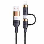 USAMS US-SJ483 U62 Multifunction PD Fast Charging 4 In 1 3A Micro USB & Type-C to 8 Pin & Type-C Braided Data Cable, Length: 1.2m