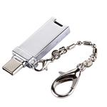 Mini Aluminum Alloy USB 2.0 Female to USB-C / Type-C Male Port Connector Adapter with Chain(Silver)