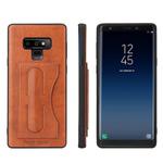 Fierre Shann Full Coverage Protective Leather Case for Galaxy Note9,  with Holder & Card Slot(Brown)