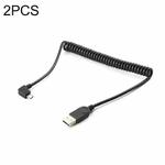 2 PCS USB Male to Micro USB 5 Pin Right Elbow Male Spring Charging Data Cable, Cable Length: 1.5m