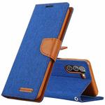 For Samsung Galaxy S21 5G GOOSPERY CANVAS DIARY Canvas Texture Horizontal Flip PU Leather Case with Holder & Card Slots & Wallet (Blue)