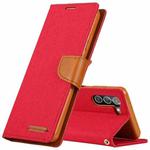 For Samsung Galaxy S21 5G GOOSPERY CANVAS DIARY Canvas Texture Horizontal Flip PU Leather Case with Holder & Card Slots & Wallet (Red)