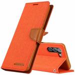For Samsung Galaxy S21+ 5G GOOSPERY CANVAS DIARY Canvas Texture Horizontal Flip PU Leather Case with Holder & Card Slots & Wallet(Orange)