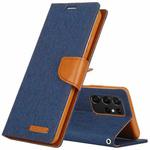 For Samsung Galaxy S21 Ultra 5G GOOSPERY CANVAS DIARY Canvas Texture Horizontal Flip PU Leather Case with Holder & Card Slots & Wallet(Navy Blue)