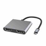 2 in 1 Multifunction USB-C / Type-C to Dual HDMI HUB Docking Station (Grey)