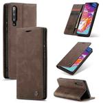 CaseMe-013 Multifunctional Retro Frosted Horizontal Flip Leather Case for Galaxy A70, with Card Slot & Holder & Zipper Wallet & Photo Frame(Coffee)