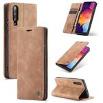 CaseMe-013 Multifunctional Retro Frosted Horizontal Flip Leather Case for Galaxy A30S / A50S / A50, with Card Slot & Holder & Zipper Wallet & Photo Frame(Brown)