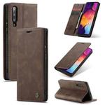 CaseMe-013 Multifunctional Retro Frosted Horizontal Flip Leather Case for Galaxy A30S / A50S / A50, with Card Slot & Holder & Zipper Wallet & Photo Frame(Coffee)