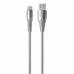 WK WDC-085 3A Type-C / USB-C Goldsim Aluminum Alloy Charging Data Cable, Length: 1.2m(Silver)