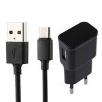 5V 2.1A Intelligent Identification USB Charger with 1m USB to USB-C / Type-C Charging Cable, EU Plug(Black)