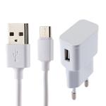 5V 2.1A Intelligent Identification USB Charger with 1m USB to USB-C / Type-C Charging Cable, EU Plug(White)