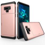 Shockproof Rugged Armor Protective Case for Galaxy Note 9, with Card Slot(Rose Gold)