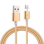 1m Weave Style 2A Magnetic USB-C / Type-C to USB Weave Style Data Sync Charging Cable with LED Indicator(Gold)