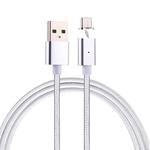 1m Weave Style 2A Magnetic USB-C / Type-C to USB Weave Style Data Sync Charging Cable with LED Indicator(Silver)
