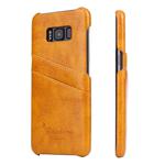 Fierre Shann Retro Oil Wax Texture PU Leather Case for Galaxy S8+ / G9550, with Card Slots(Yellow)