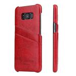 Fierre Shann Retro Oil Wax Texture PU Leather Case for Galaxy S8, with Card Slots(Red)